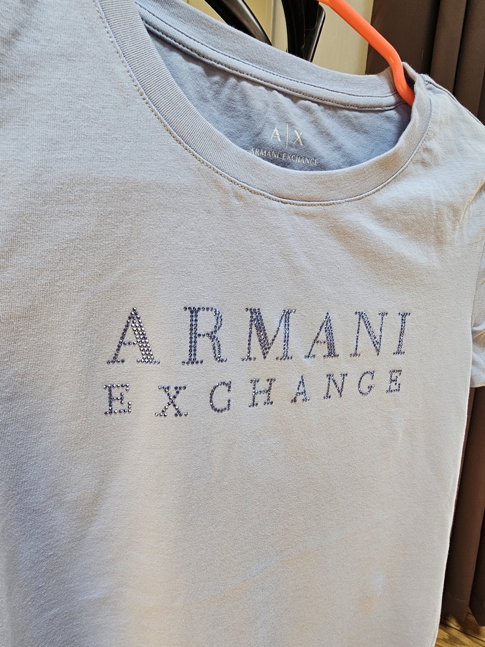 Armani Exchange Light Blue Short-Sleeve Logo Tee